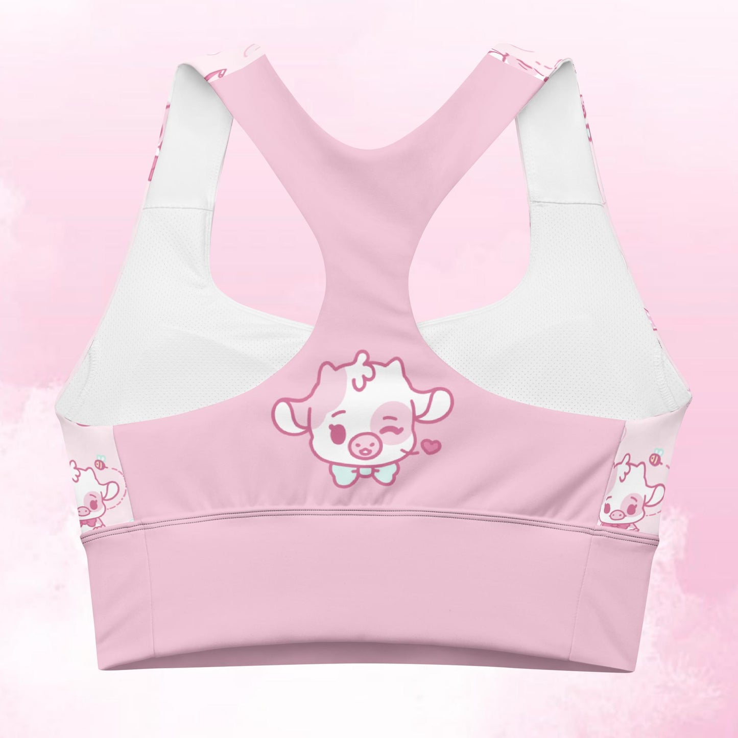 Strawberry Cow Print Longline Sports Bra