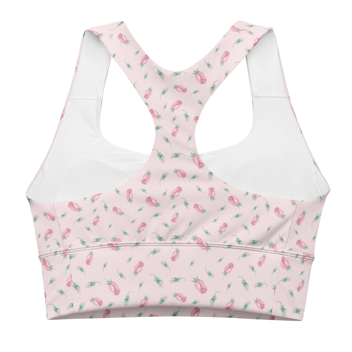 Pink Tiny Rose Longline Sports Bra