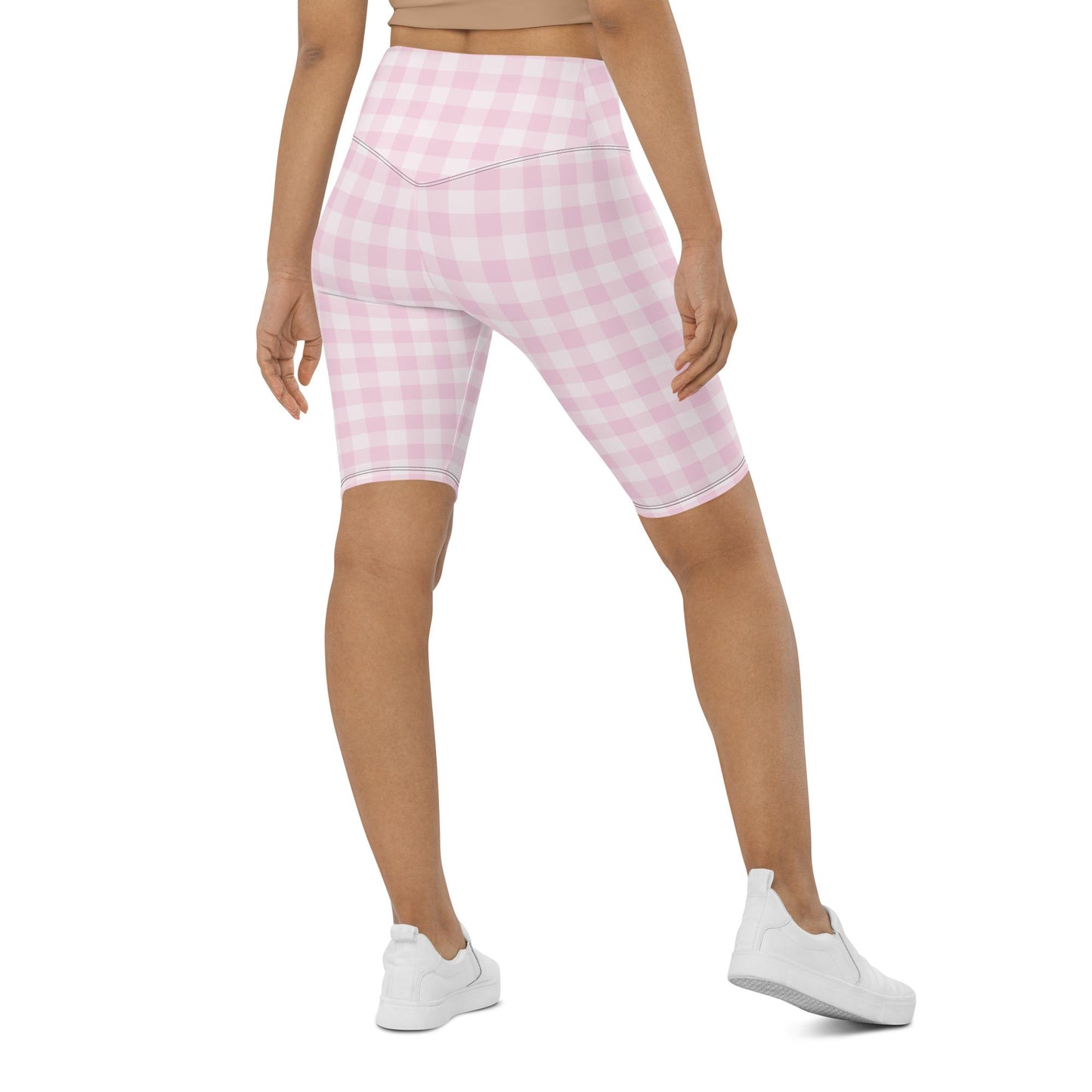 Pink Gingham Biker Shorts