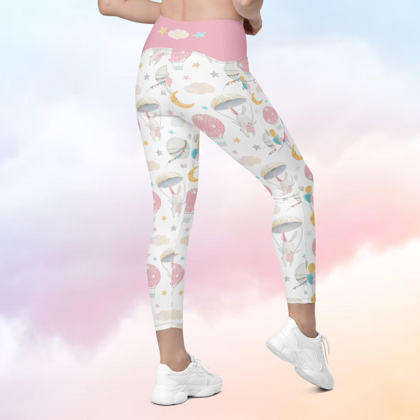 Balloon Bunny Pattern Leggings with Pockets