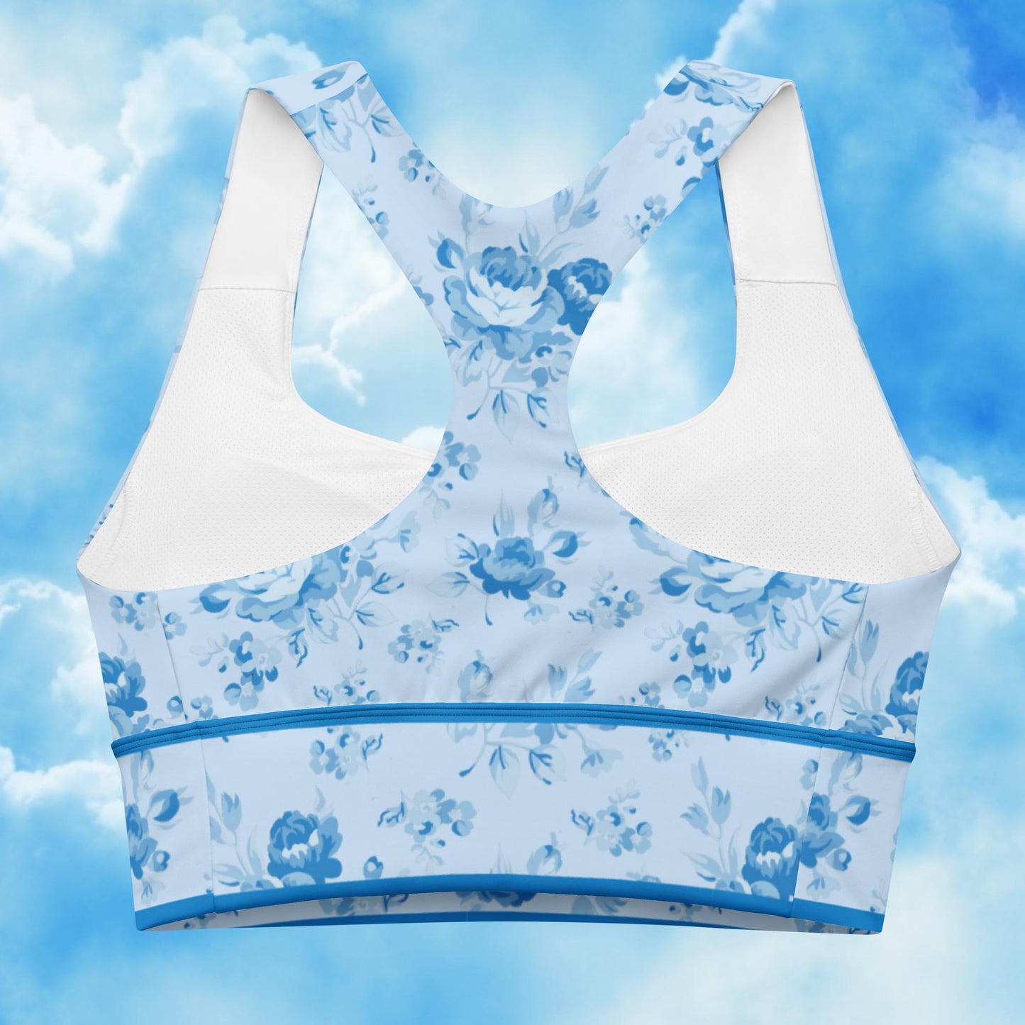 Blue Rose Blue Stripe Longline Sports Bra