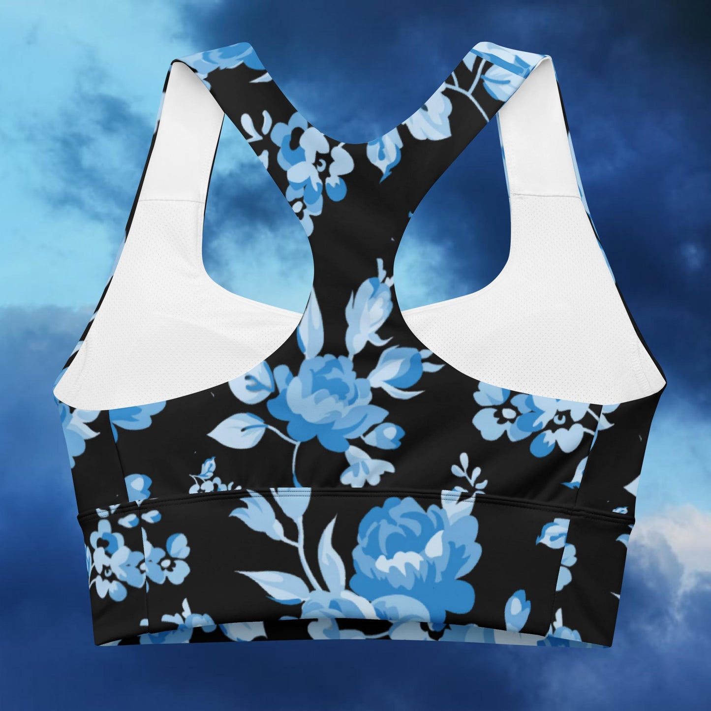 Blue Rose Black Longline Sports Bra