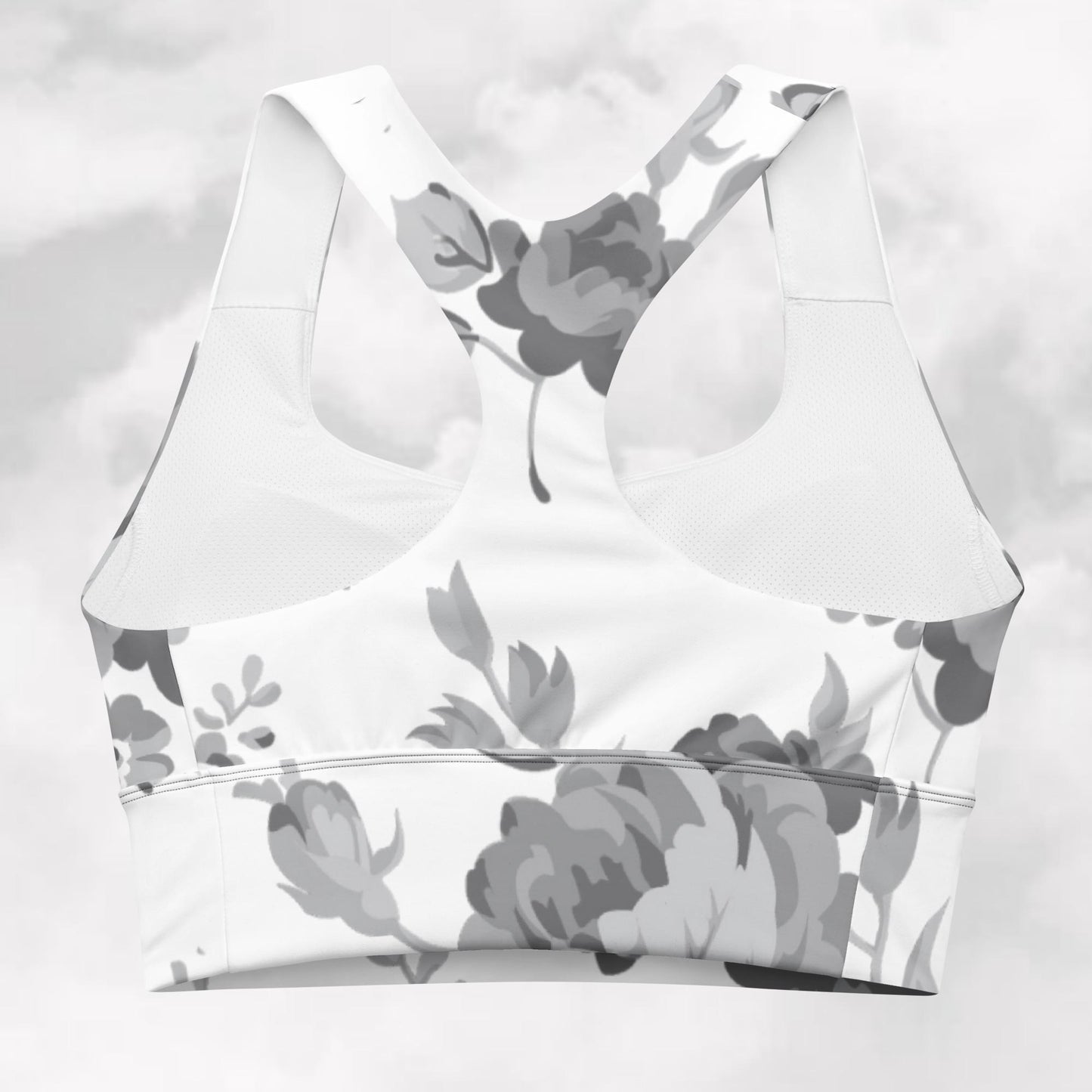 Grey Rose White Longline Sports Bra