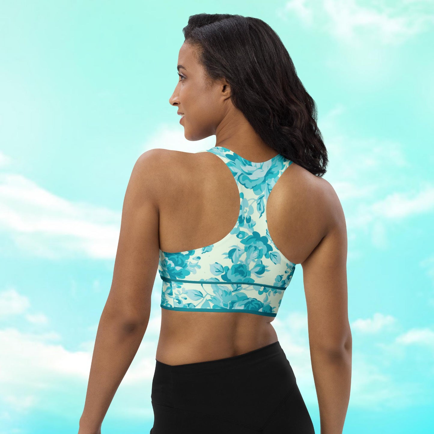 Cyan Rose Double Celery Longline Sports Bra