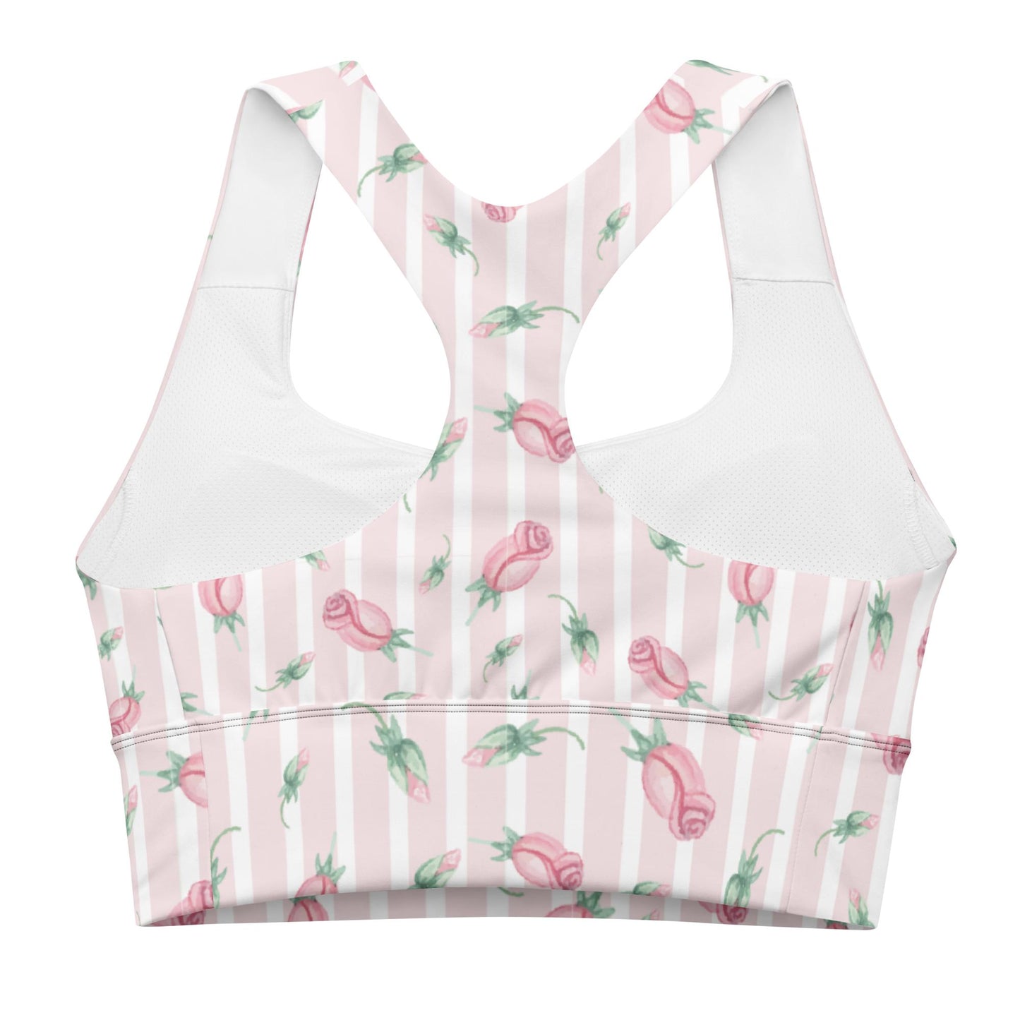 Striped Tiny Rose Longline Sports Bra