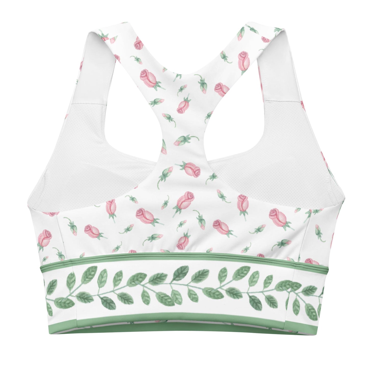 Leaves Tiny Rose Longline Sports Bra