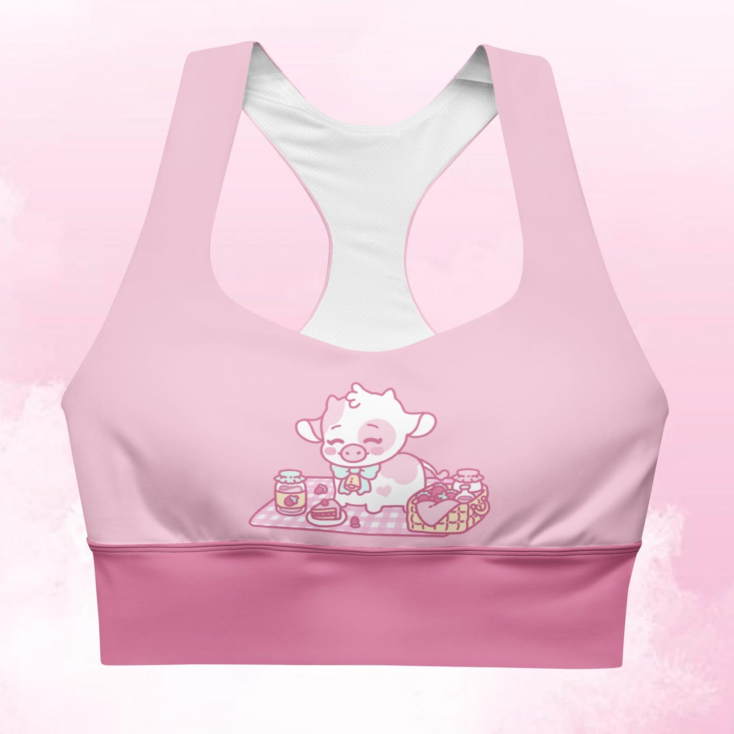 Strawberry Cow Longline sports bra