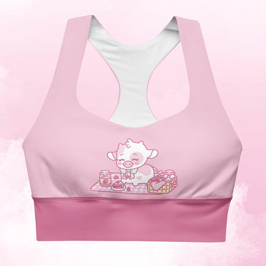 Strawberry Cow Longline sports bra