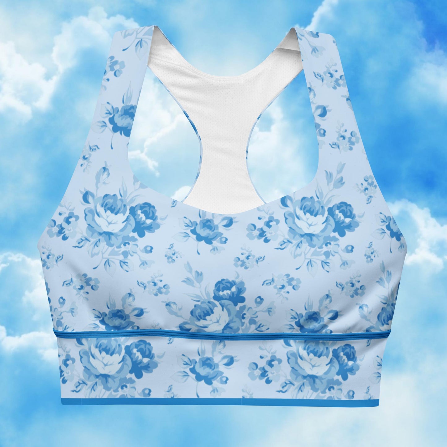 Blue Rose Blue Stripe Longline Sports Bra