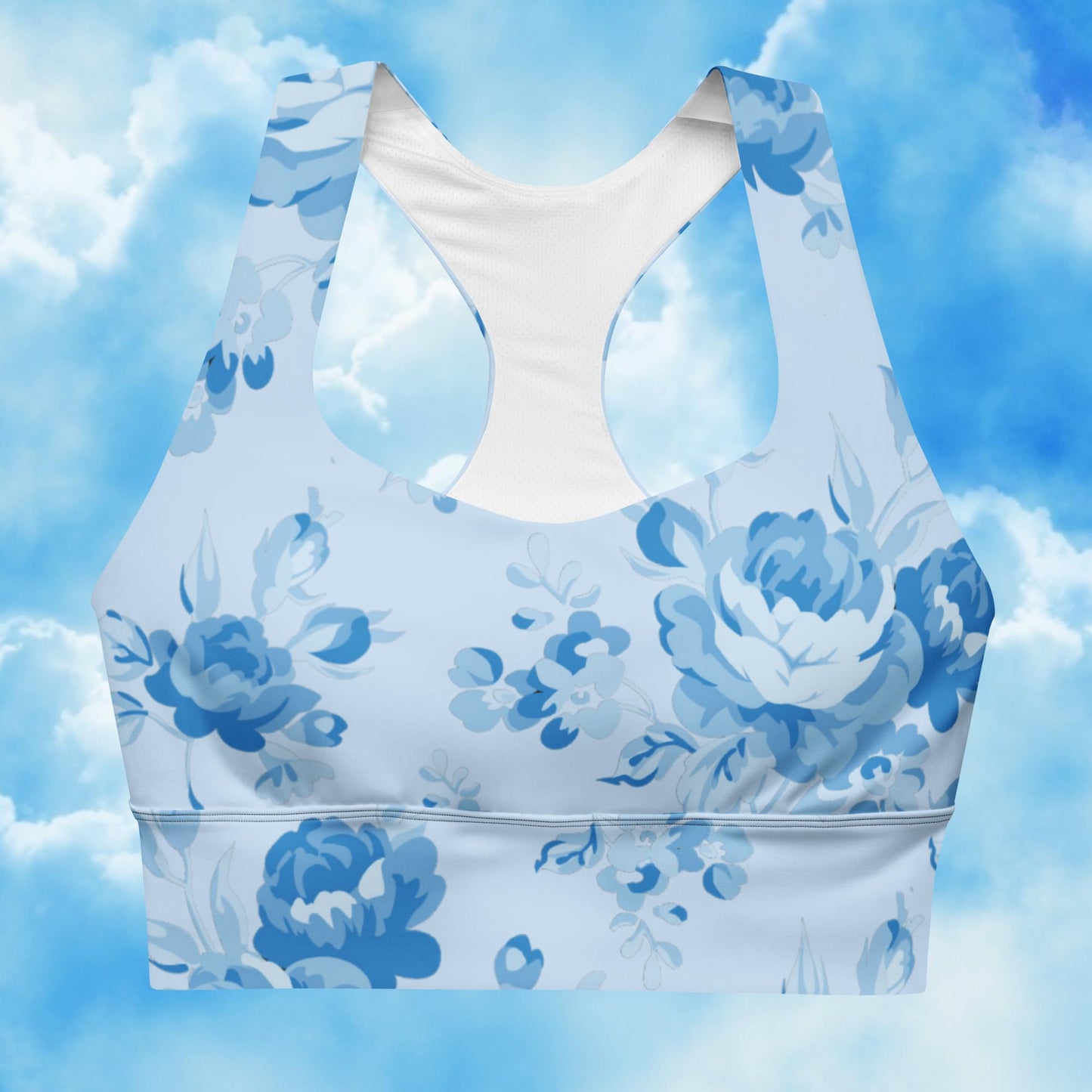 Blue Rose Blue Longline Sports Bra