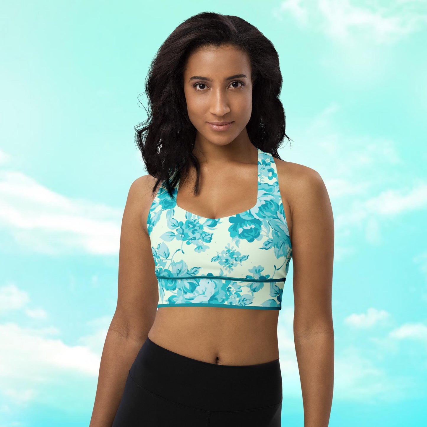 Cyan Rose Double Celery Longline Sports Bra