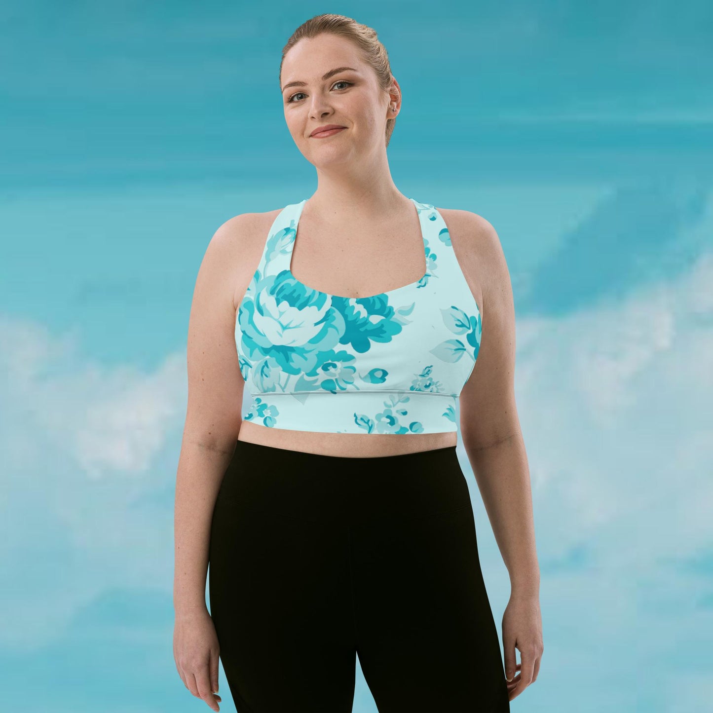 Cyan Rose Double Cyan Longline Sports Bra