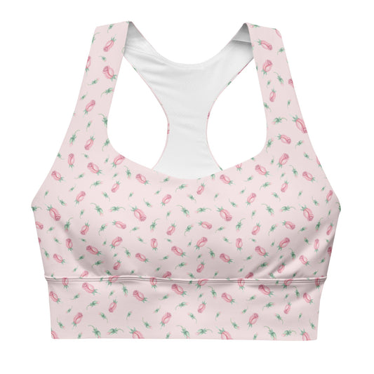 Pink Tiny Rose Longline Sports Bra