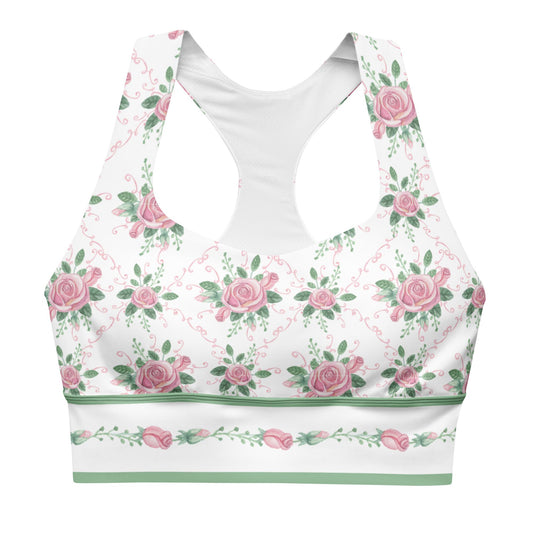 Floral Tiny Rose Longline Sports Bra