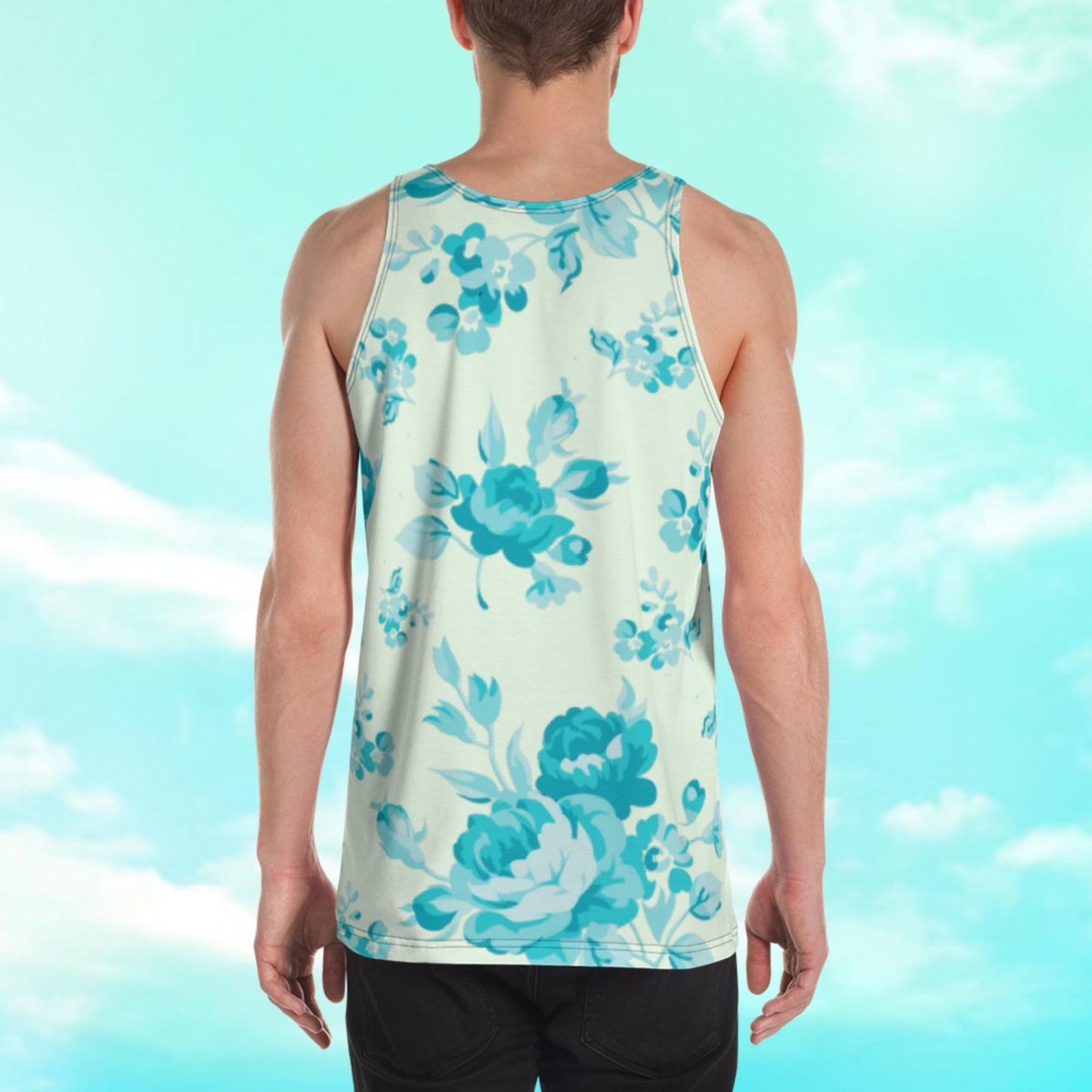 Cyan Rose Celery Unisex Tank Top