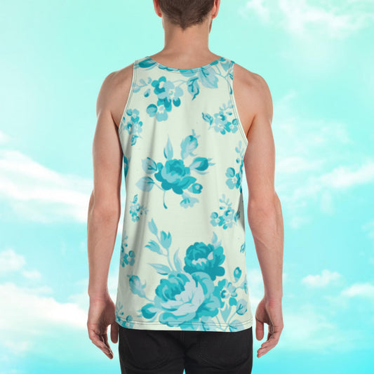 Cyan Rose Celery Unisex Tank Top