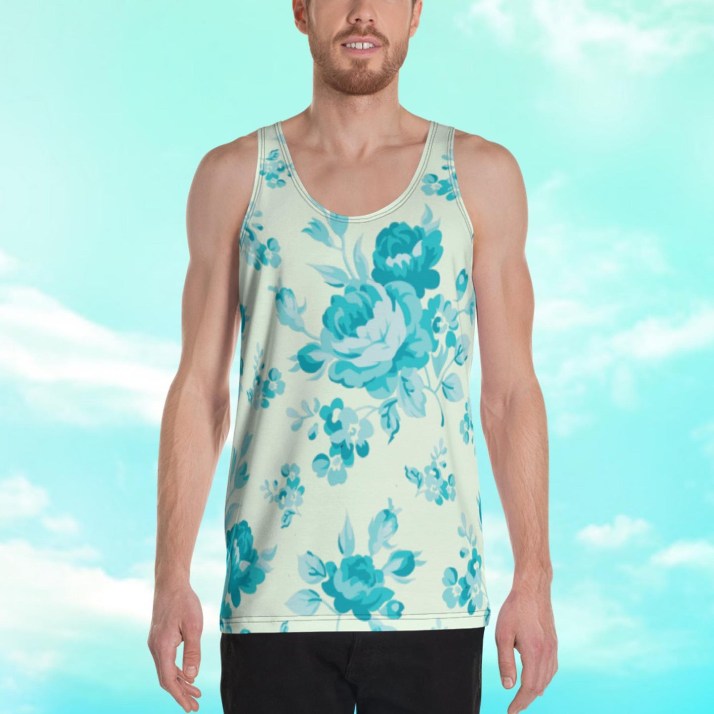 Cyan Rose Celery Unisex Tank Top