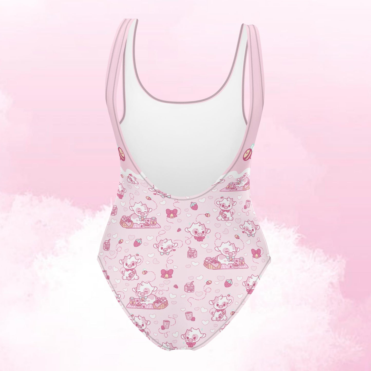 Strawberry Cow Bow One-Piece Swimsuit