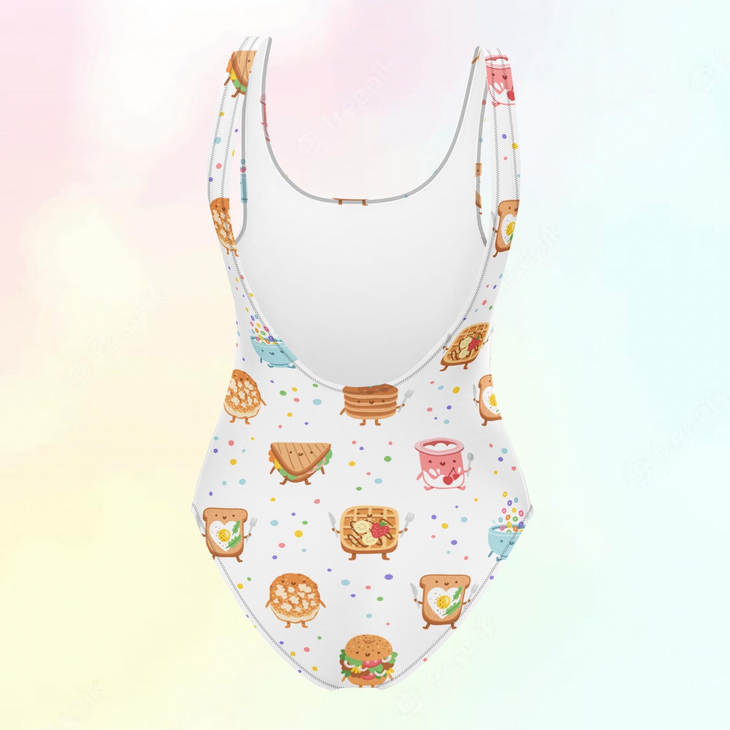 Breakfast Buddies Pattern One-Piece Swimsuit