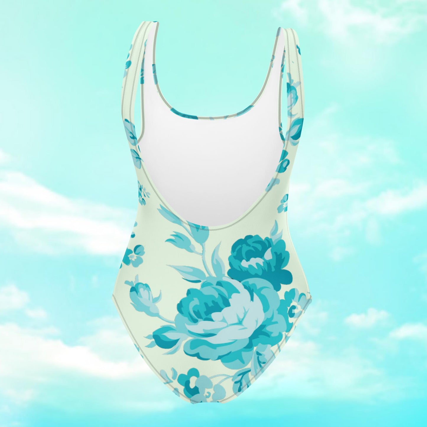 Cyan Rose Celery One-Piece Swimsuit