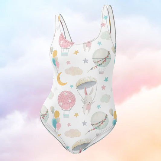 Balloon Bunny Pattern One-Piece Swimsuit