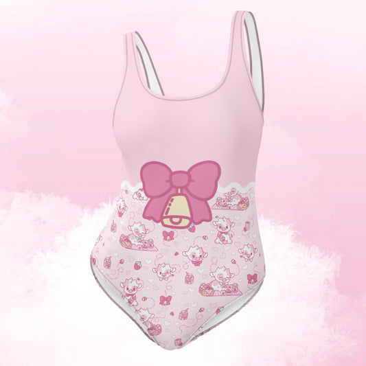 Strawberry Cow Bow One-Piece Swimsuit