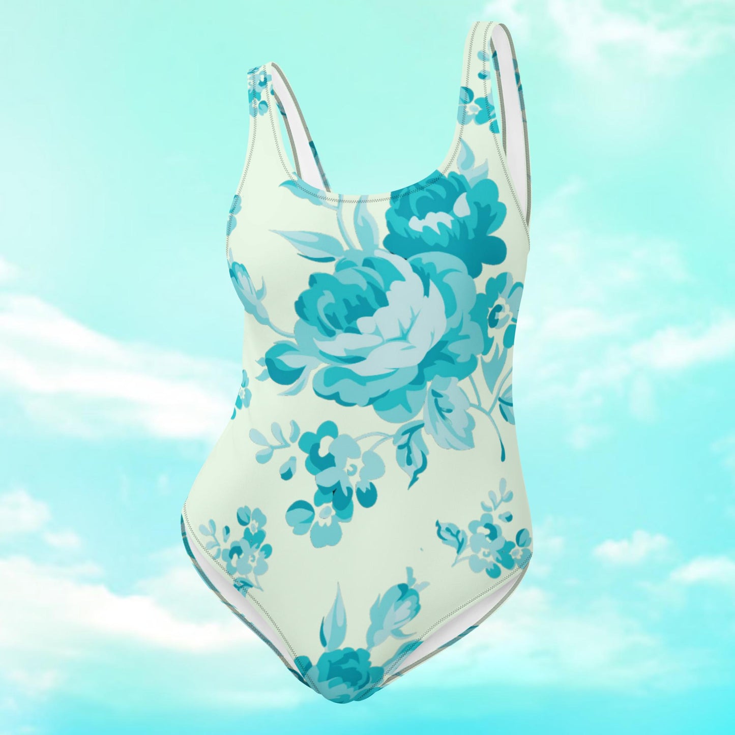 Cyan Rose Celery One-Piece Swimsuit