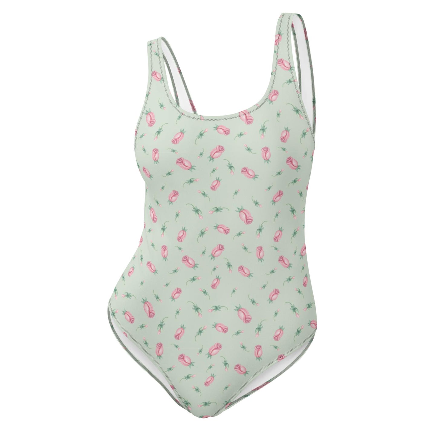 Green Tiny Rose One-Piece Swimsuit