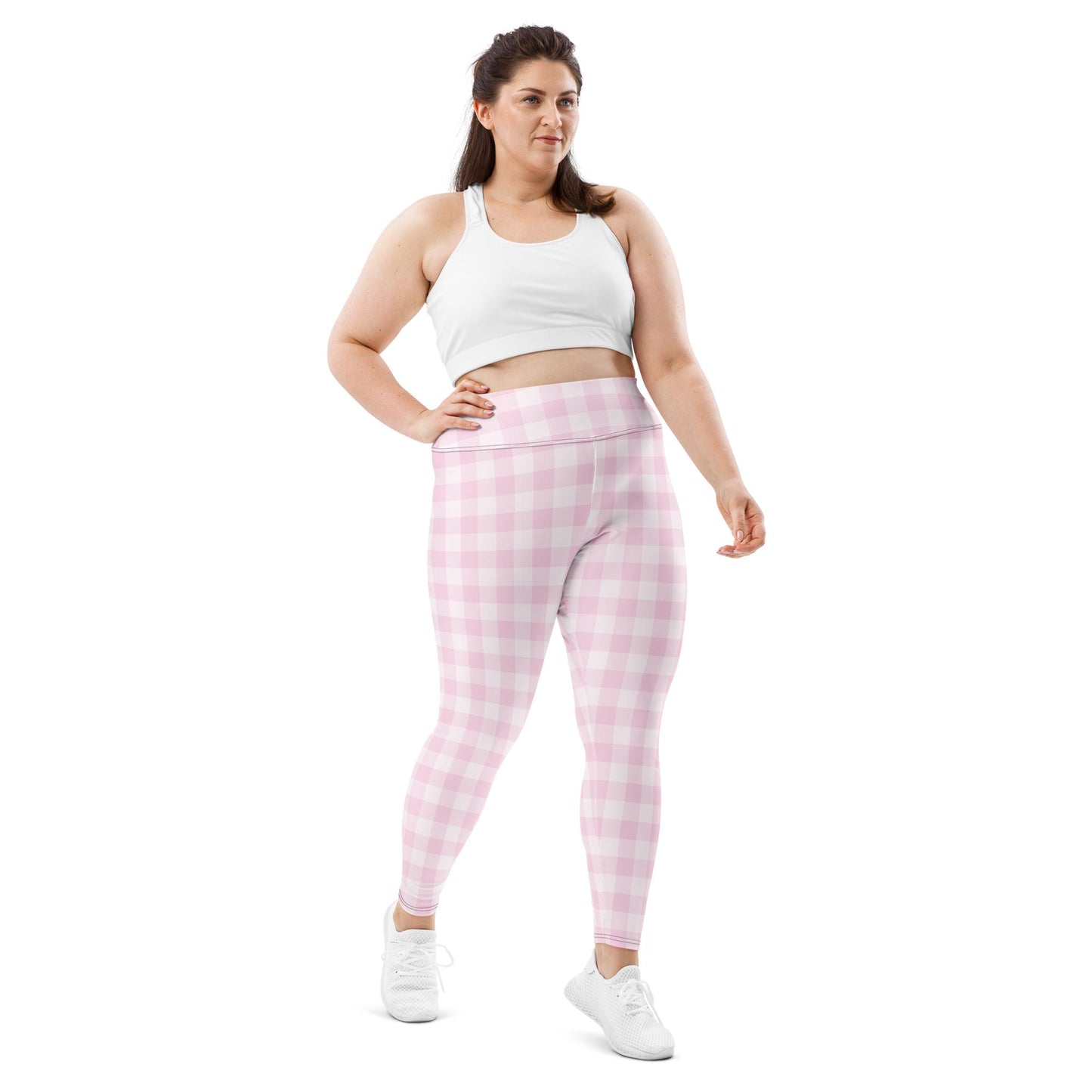 Pink Gingham Plus Size Leggings