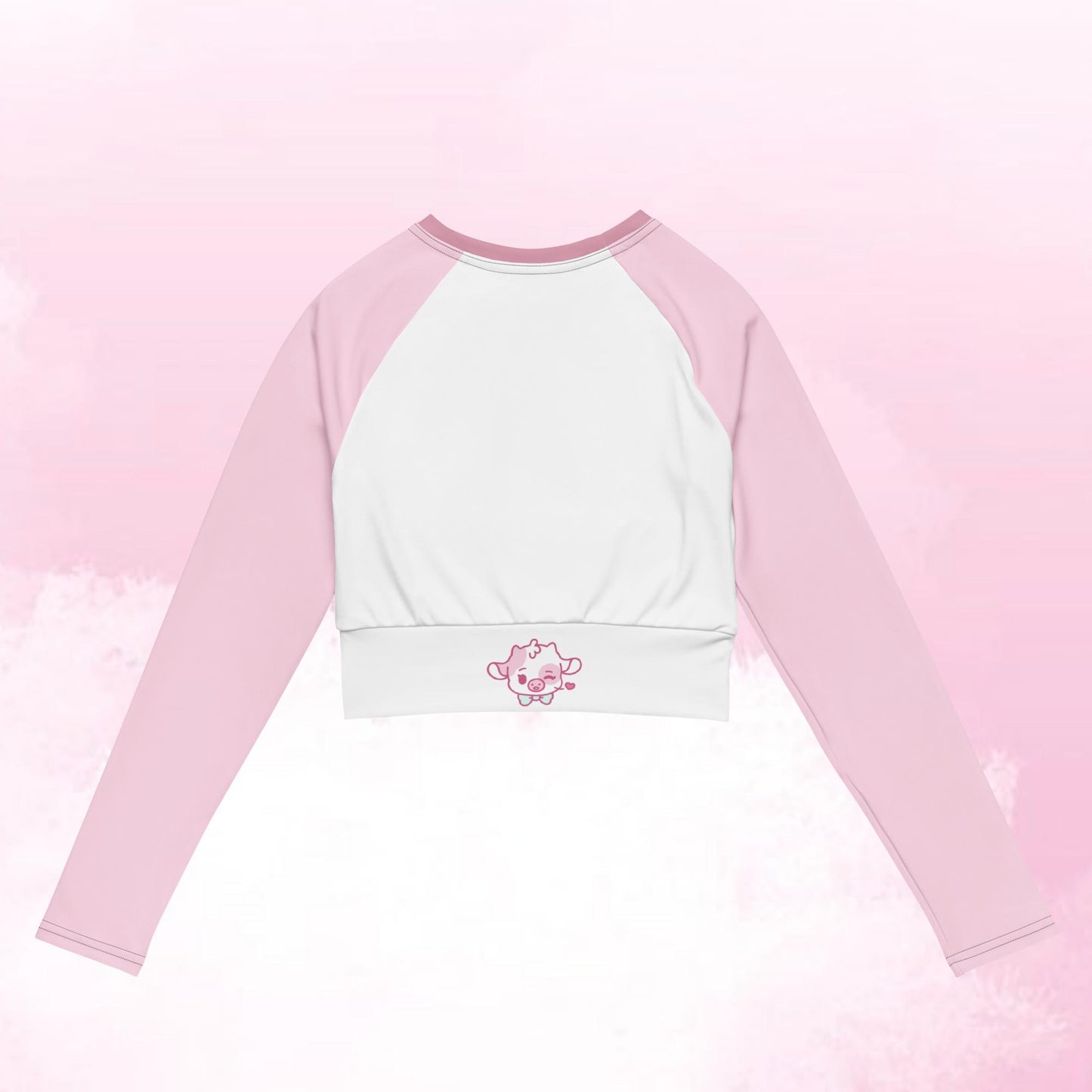 Strawberry Cow Recycled Long-Sleeve Crop Top