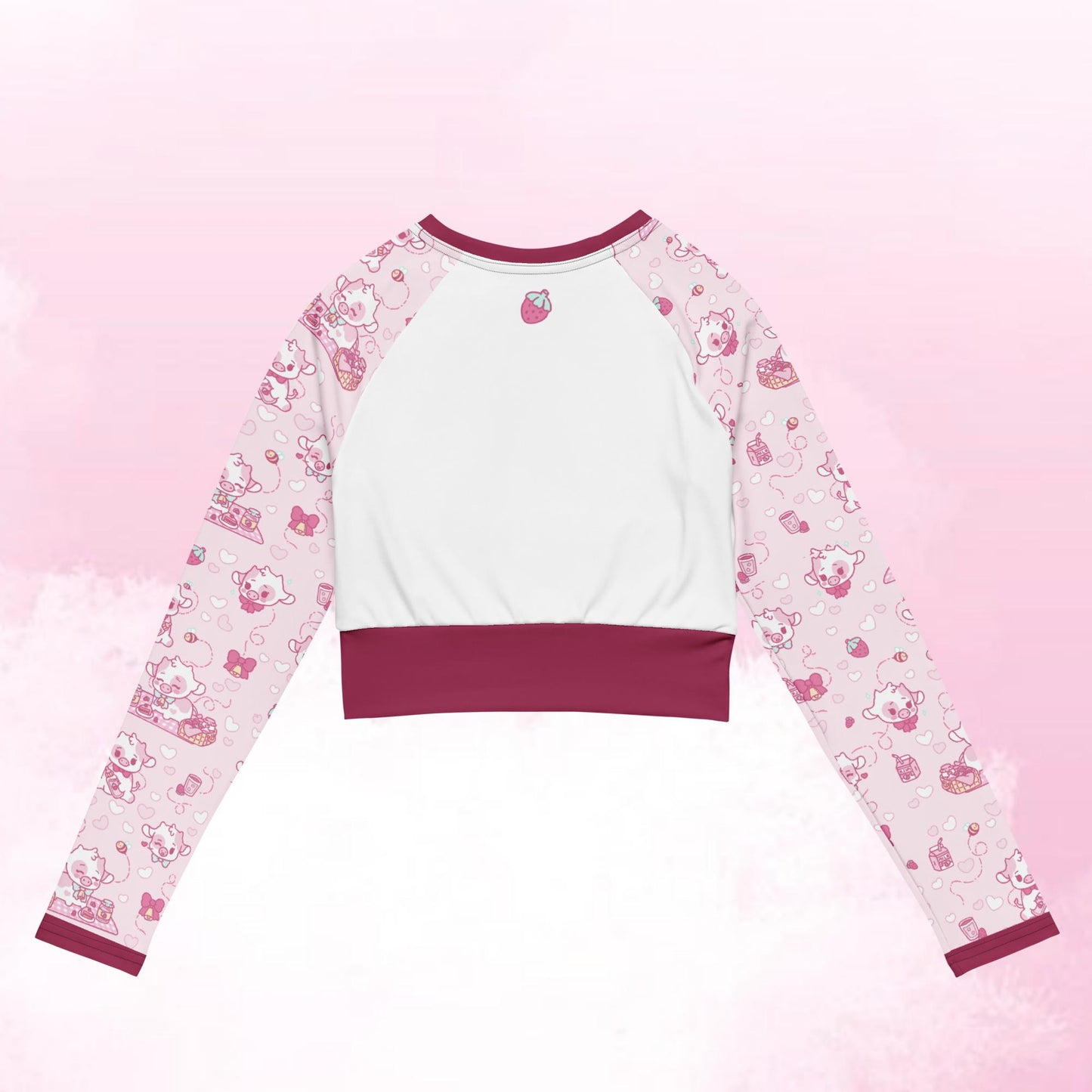 Strawberry Cow Recycled Long-Sleeve Crop Top