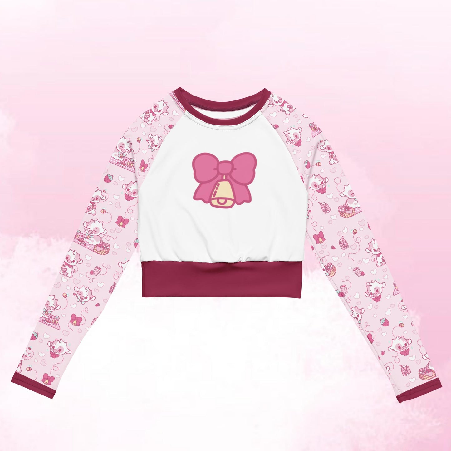 Strawberry Cow Recycled Long-Sleeve Crop Top