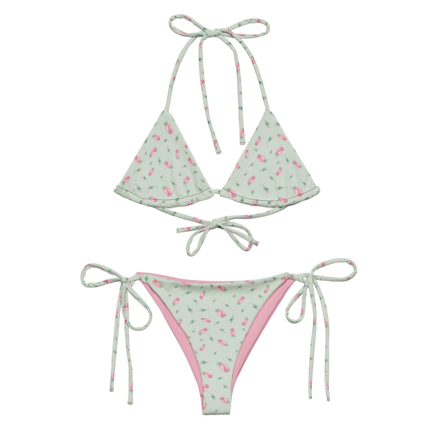 Green Tiny Rose String Bikini