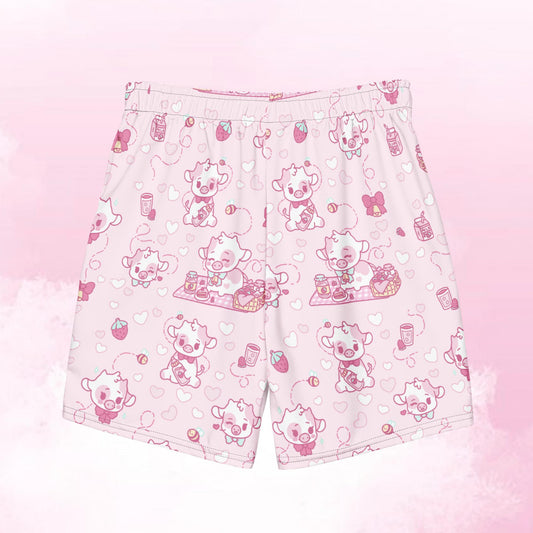 Strawberry Cow Pattern Men's Swim Trunks