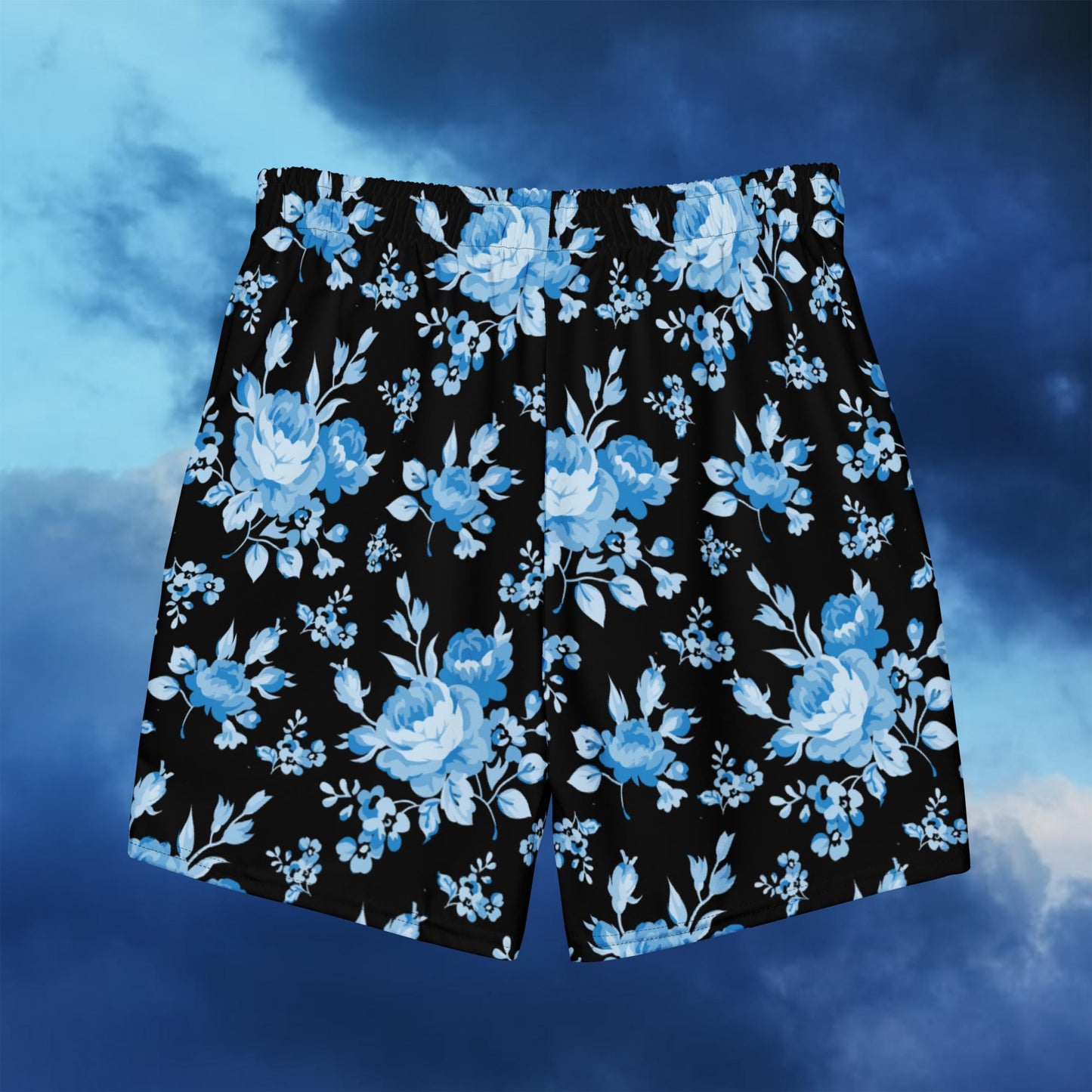 Blue Rose Black Men's Swim Trunks