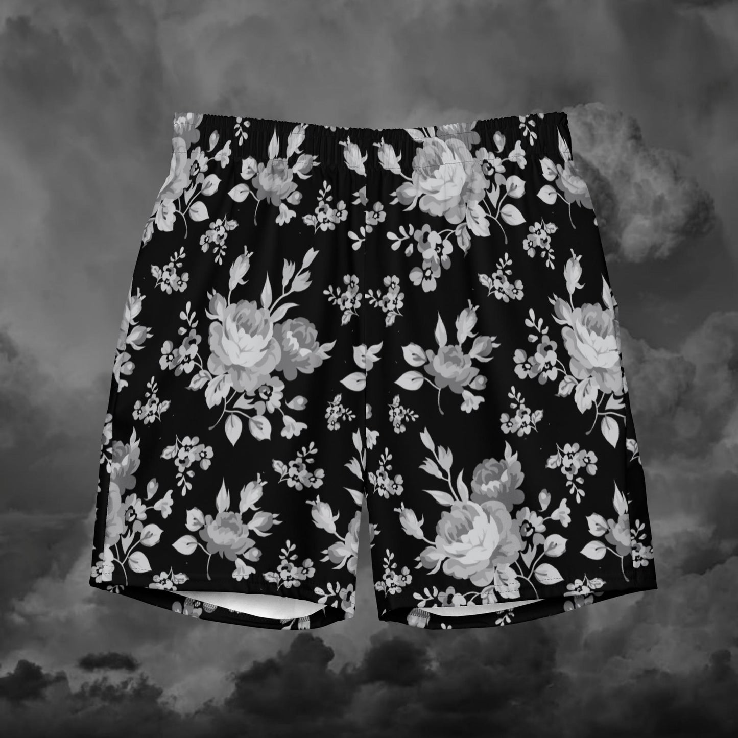 Grey Rose Black Men's Swim Trunks