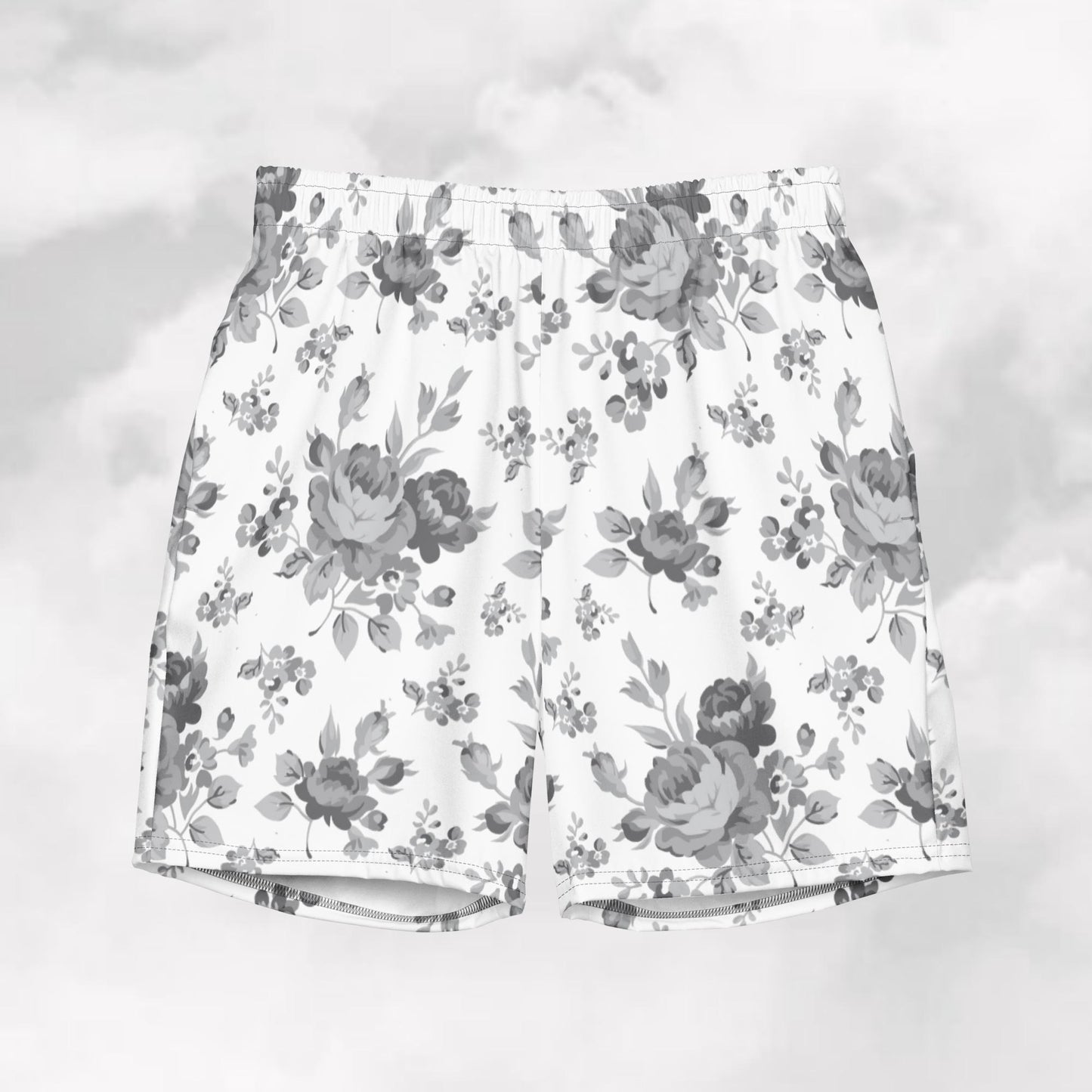 Grey Rose White Men's Swim Trunks