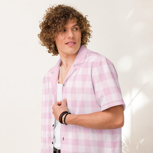 Pink Gingham Unisex Button Shirt