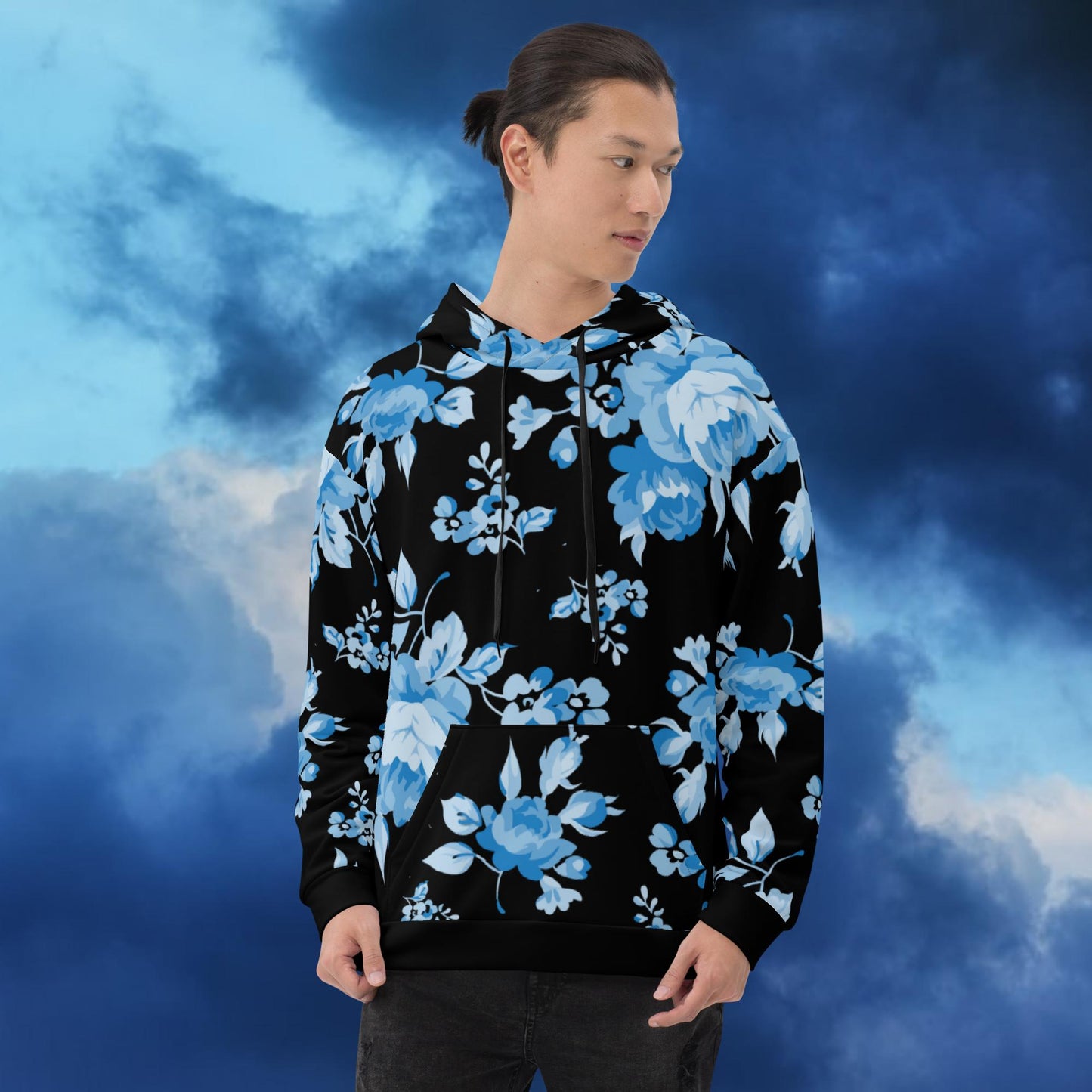 Blue Rose Black Unisex Hoodie