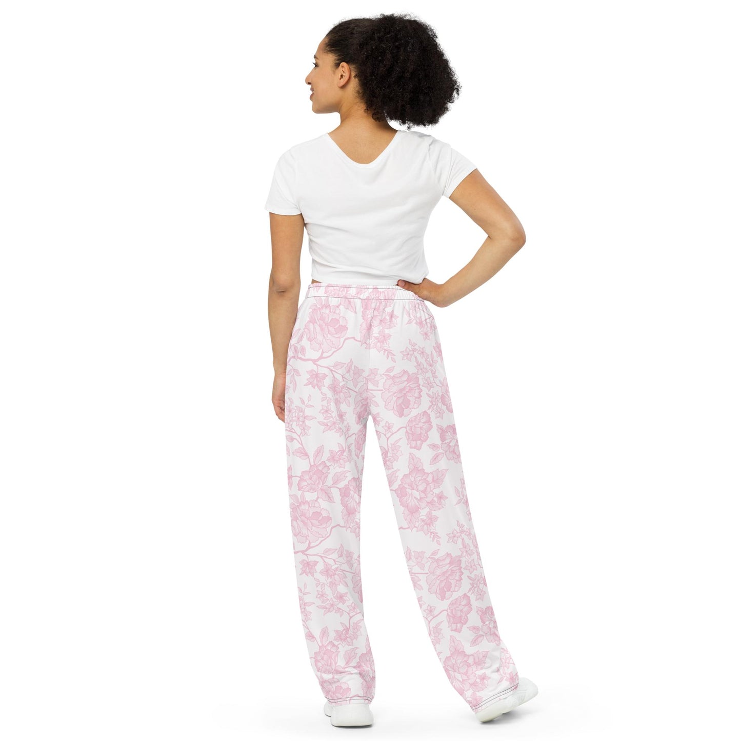 Pink Gingham Unisex Wide-Leg Pants