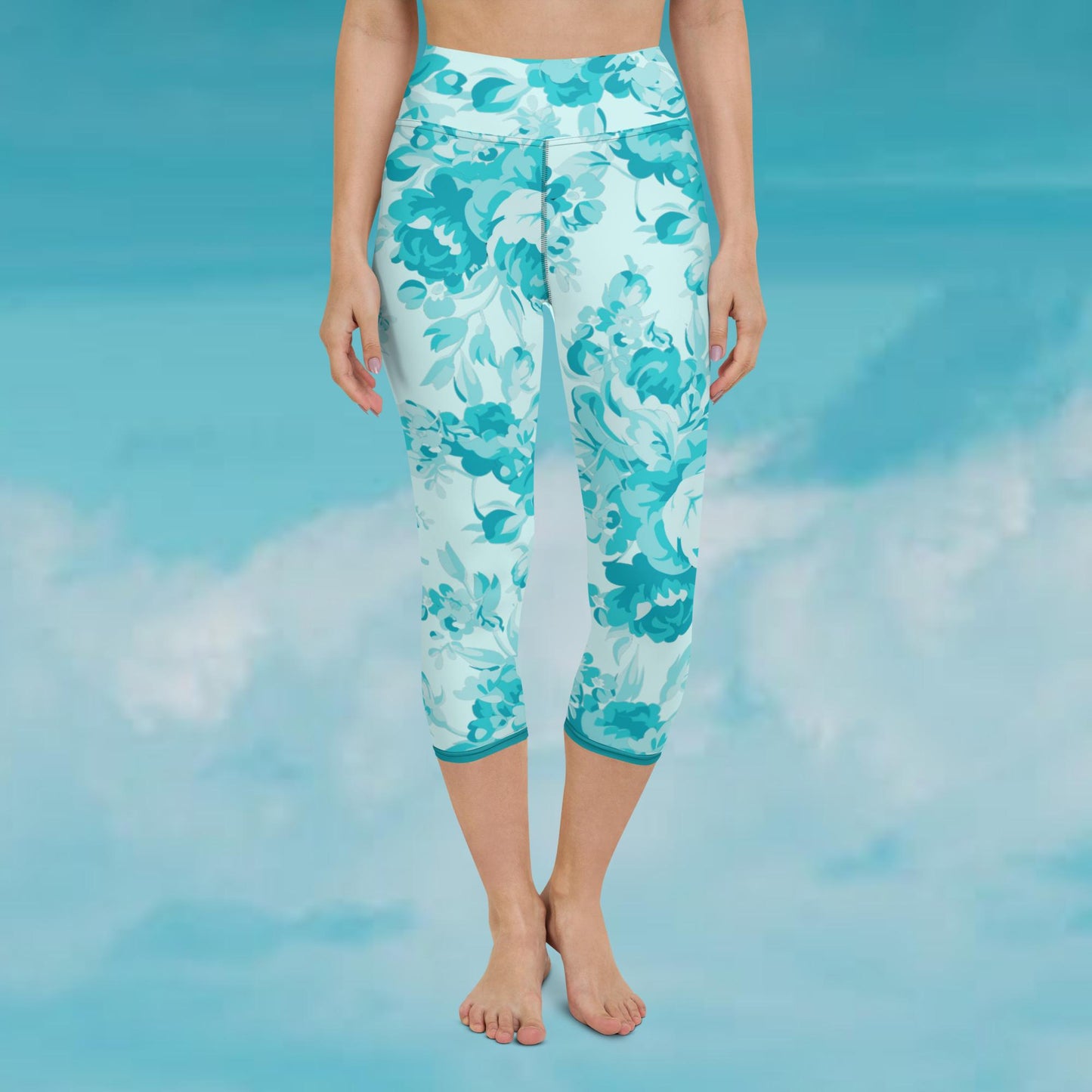 Cyan Rose Double Cyan Yoga Capri Leggings