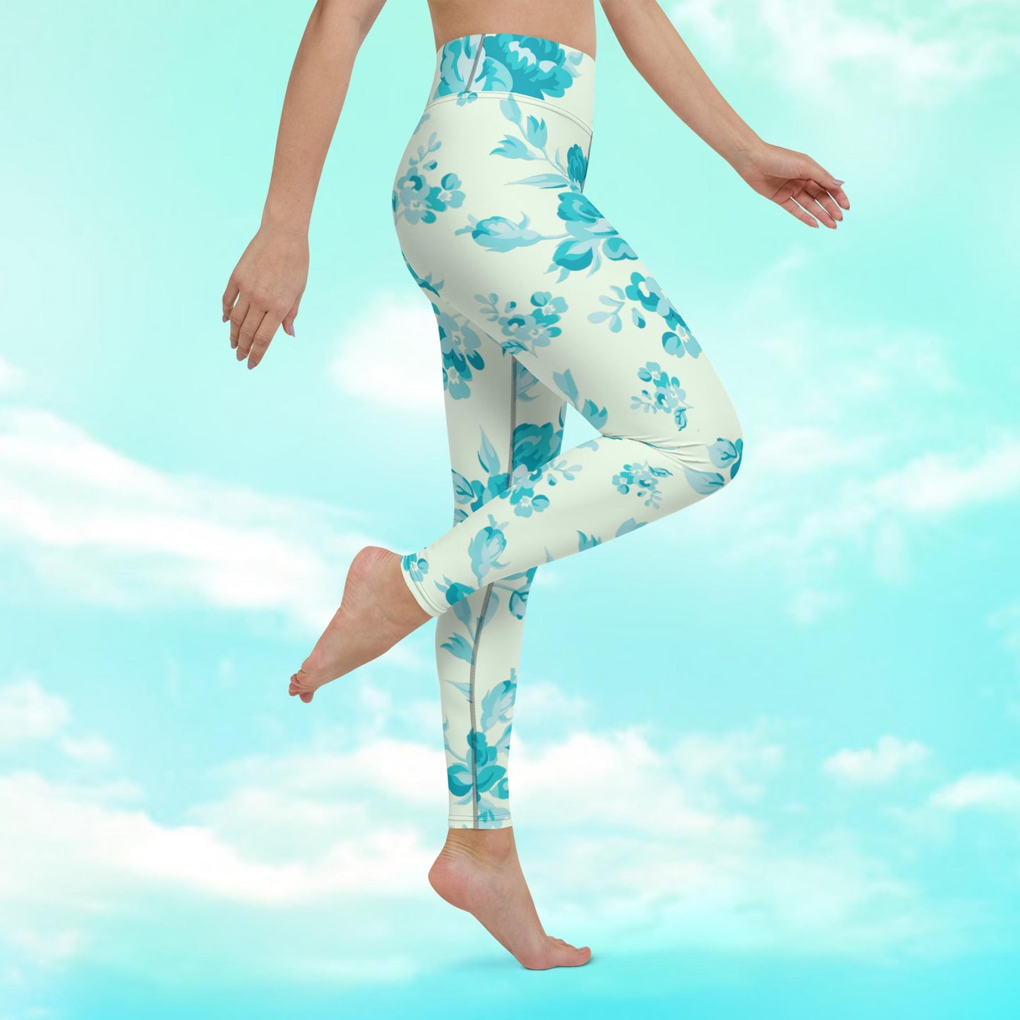 Cyan Rose Celery Yoga Leggings