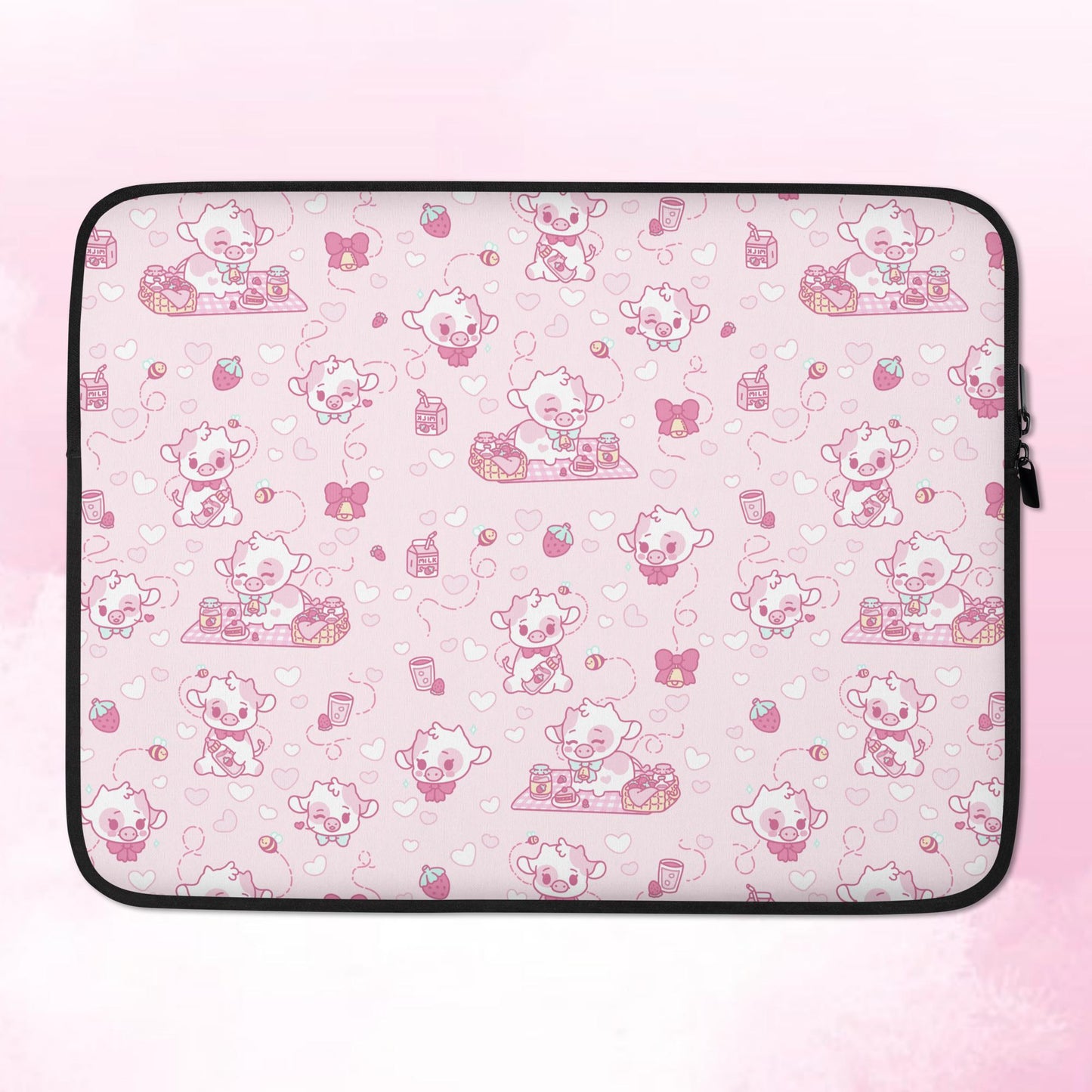 Strawberry Cow Pattern Laptop Sleeve