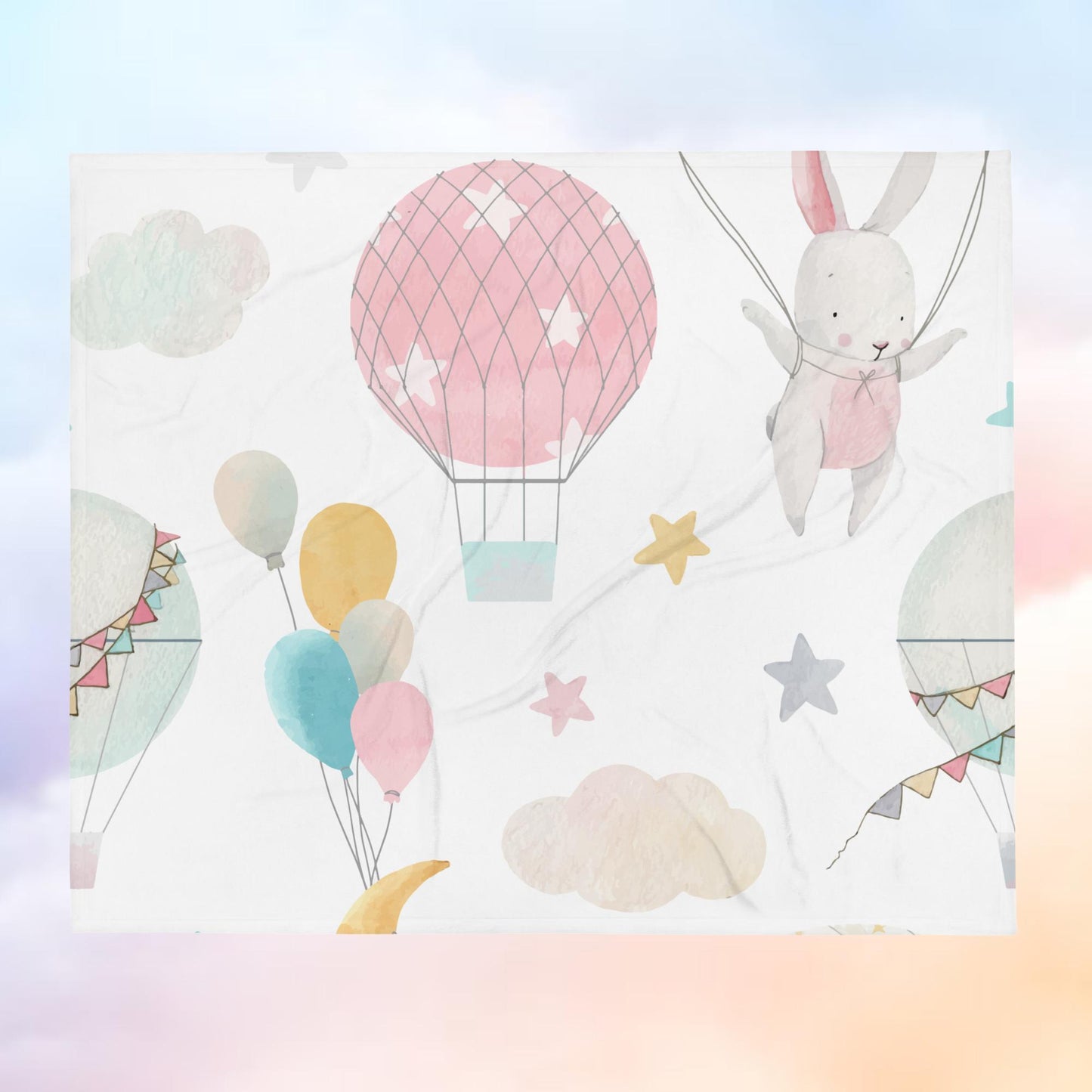 Balloon Bunny Pattern Throw Blanket