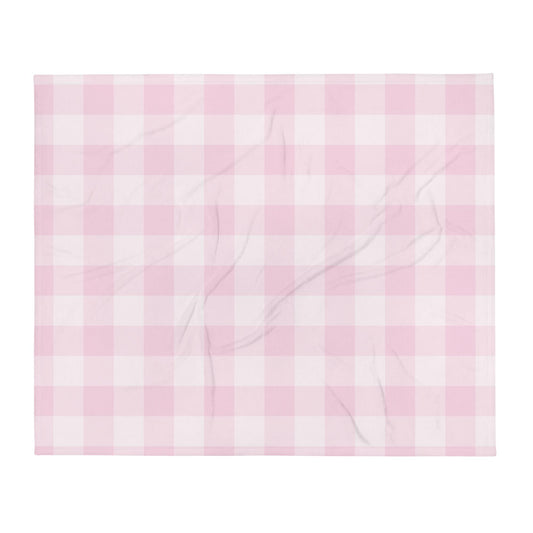 Pink Gingham Throw Blanket