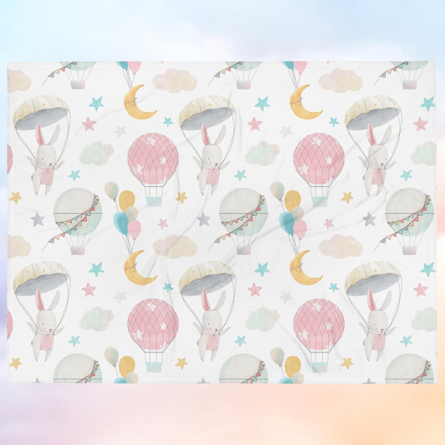 Balloon Bunny Pattern Throw Blanket