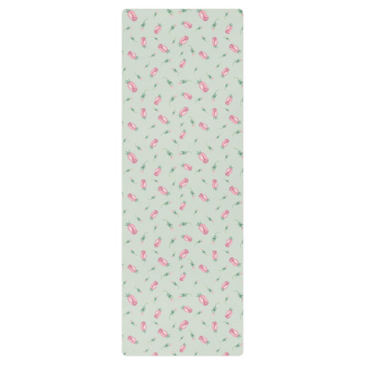 Green Tiny Rose Yoga Mat